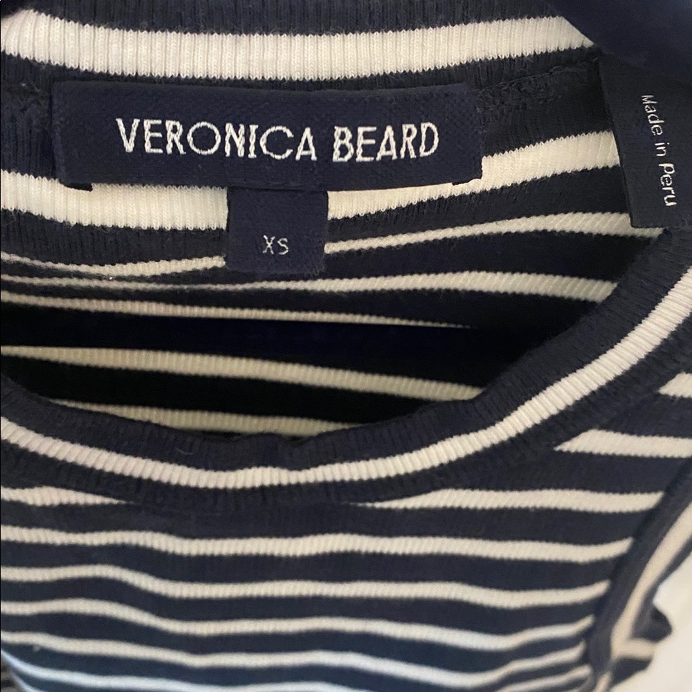 Veronica Beard Jordyn Navy & White striped ribbed stretch cotton  tank. Size XS - Picture 8 of 10